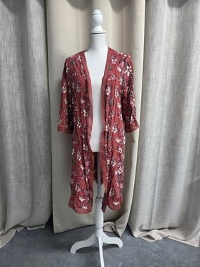 Bella Du Jour Women's Floral Kimono - Rose Boho Size M